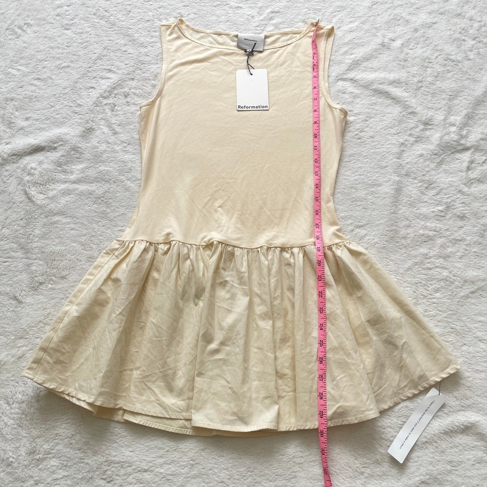 Sleeveless Cream Ruffle-Hem Mini Dress - Picture 5 of 11